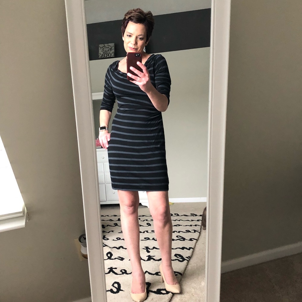 Ann Taylor Black Stripped Dress